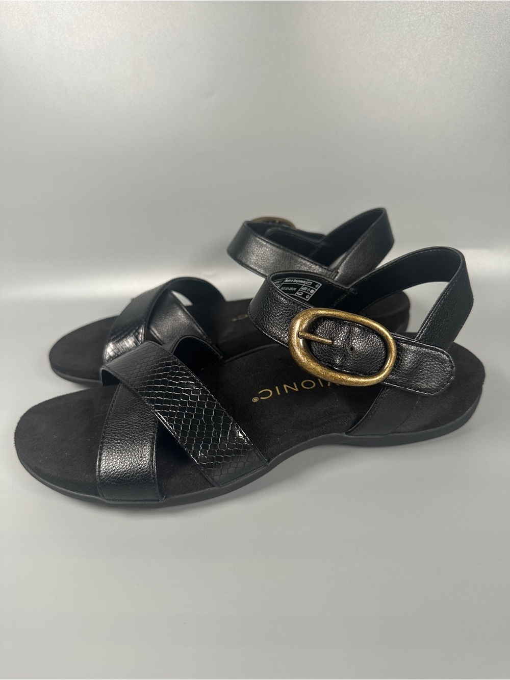 Vionic Ramsey Summer Comfy Faux Leather Sandals Women’s Size 9 Black